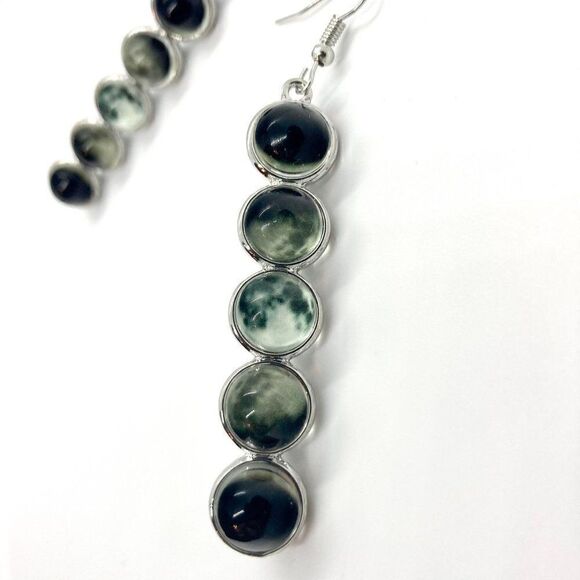GLOW in the Dark Moon Phases Dangle Earrings - Picture 4 of 8